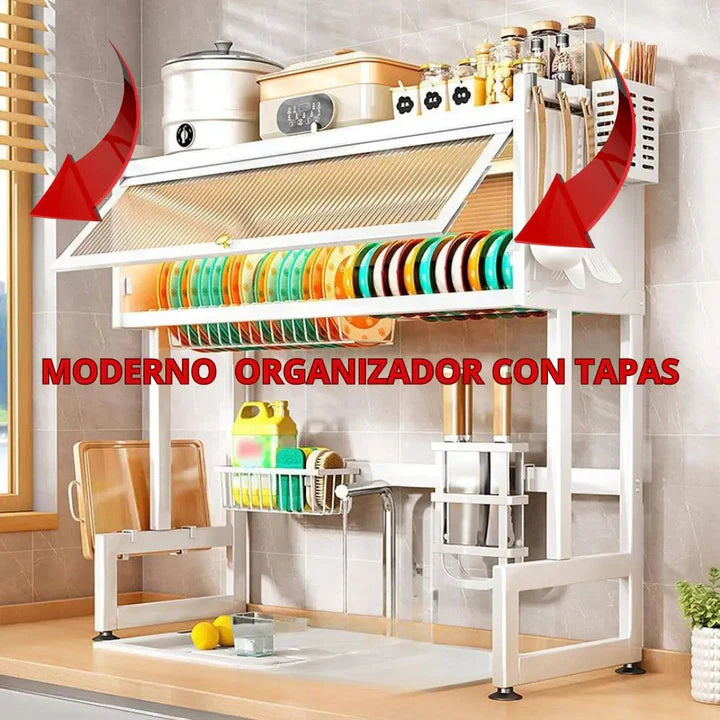 ESCURRIDOR DE PLATOS CON TAPA DE 2 PISOS MODELO 2025